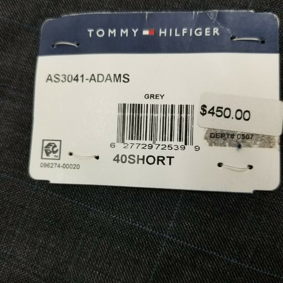 Tommy Hilfiger Grey Sharkskin Windowpane Stretch Classic Fit Suit Coat 40S $450 - Picture 3 of 11